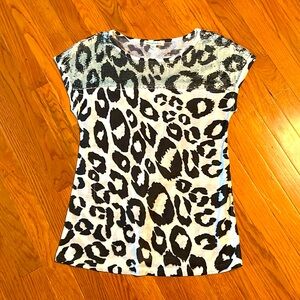 Sequined B/W Leopard Top